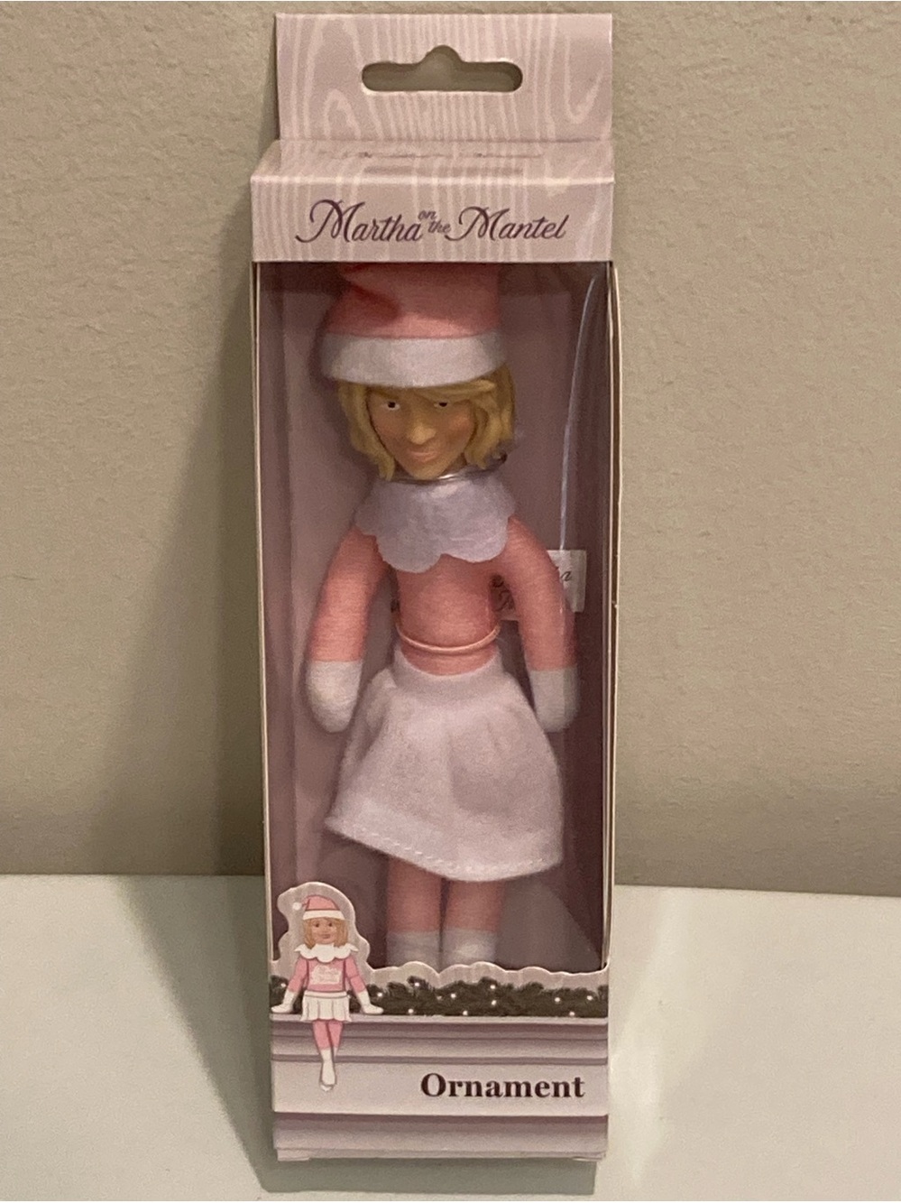 Martha on the Mantle Cloth Doll Ornament Pink & White